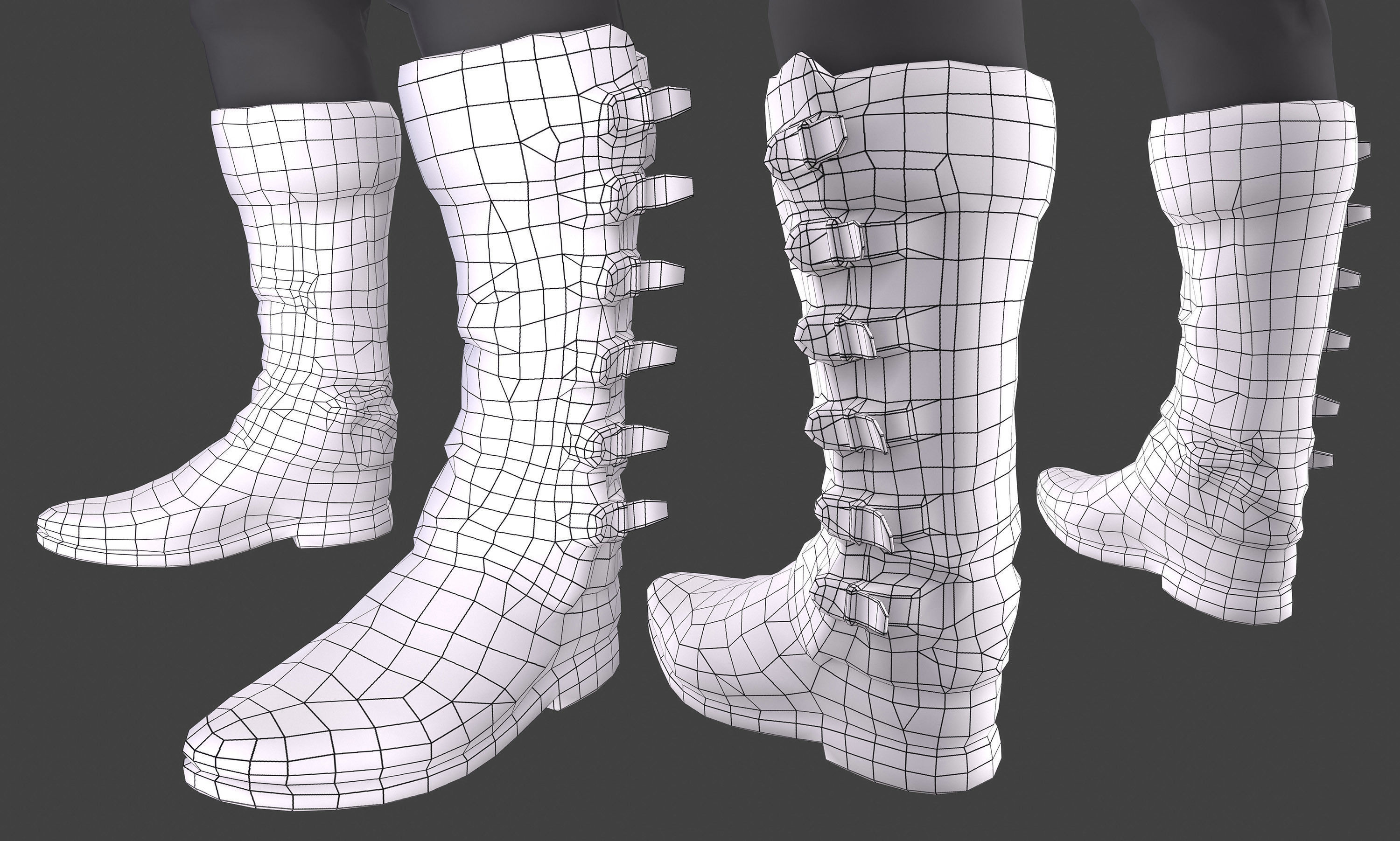 Male Warrior Suit  - Witcher suit  Low-poly 3D model_12