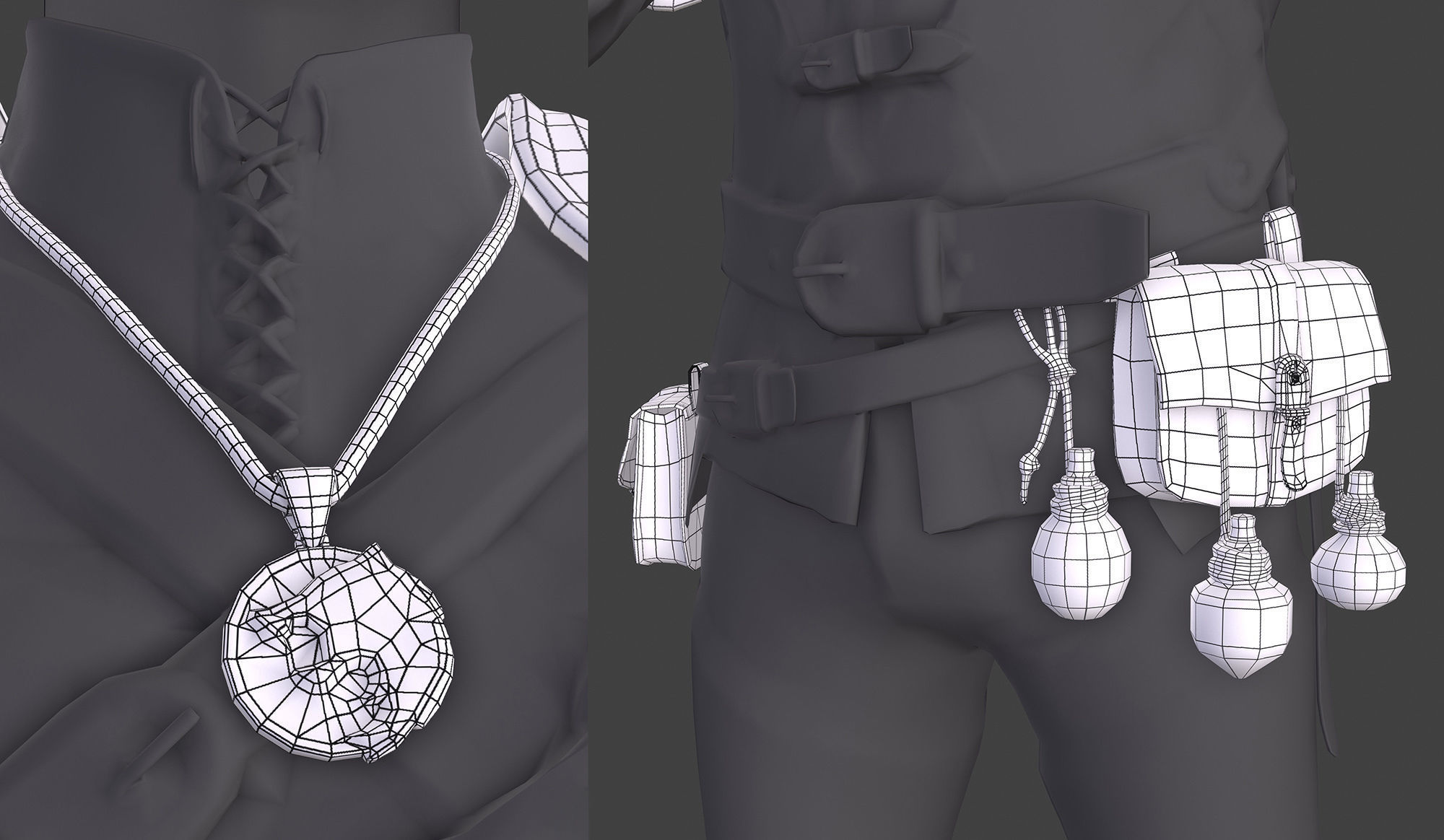 Male Warrior Suit  - Witcher suit  Low-poly 3D model_11