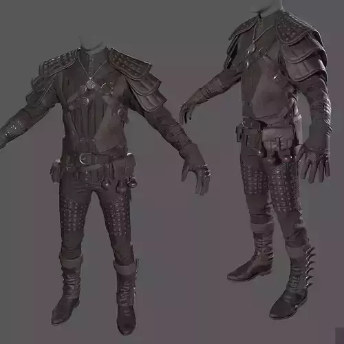 Male Warrior Suit  - Witcher suit  Low-poly 3D model