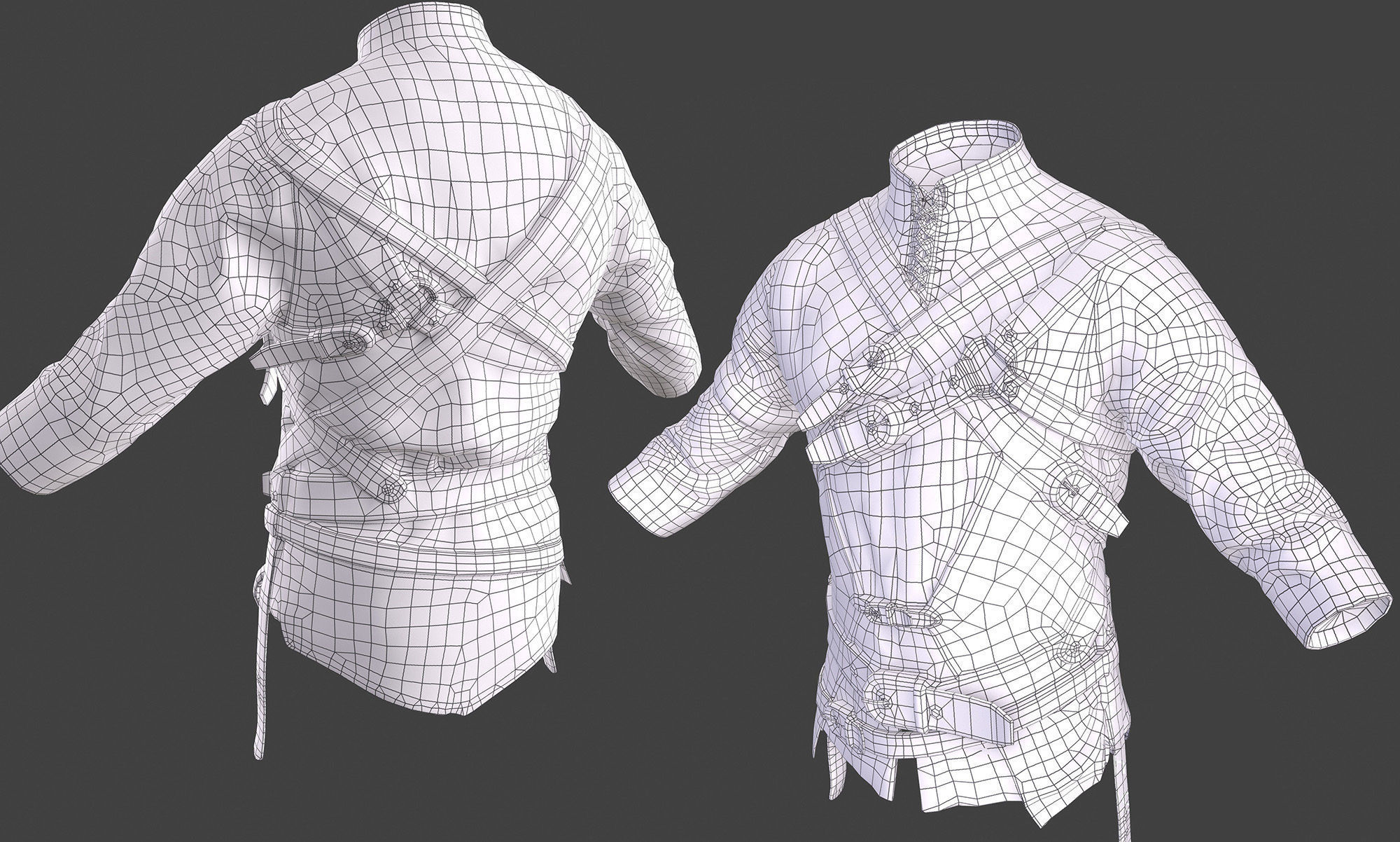 Male Warrior Suit  - Witcher suit  Low-poly 3D model_10