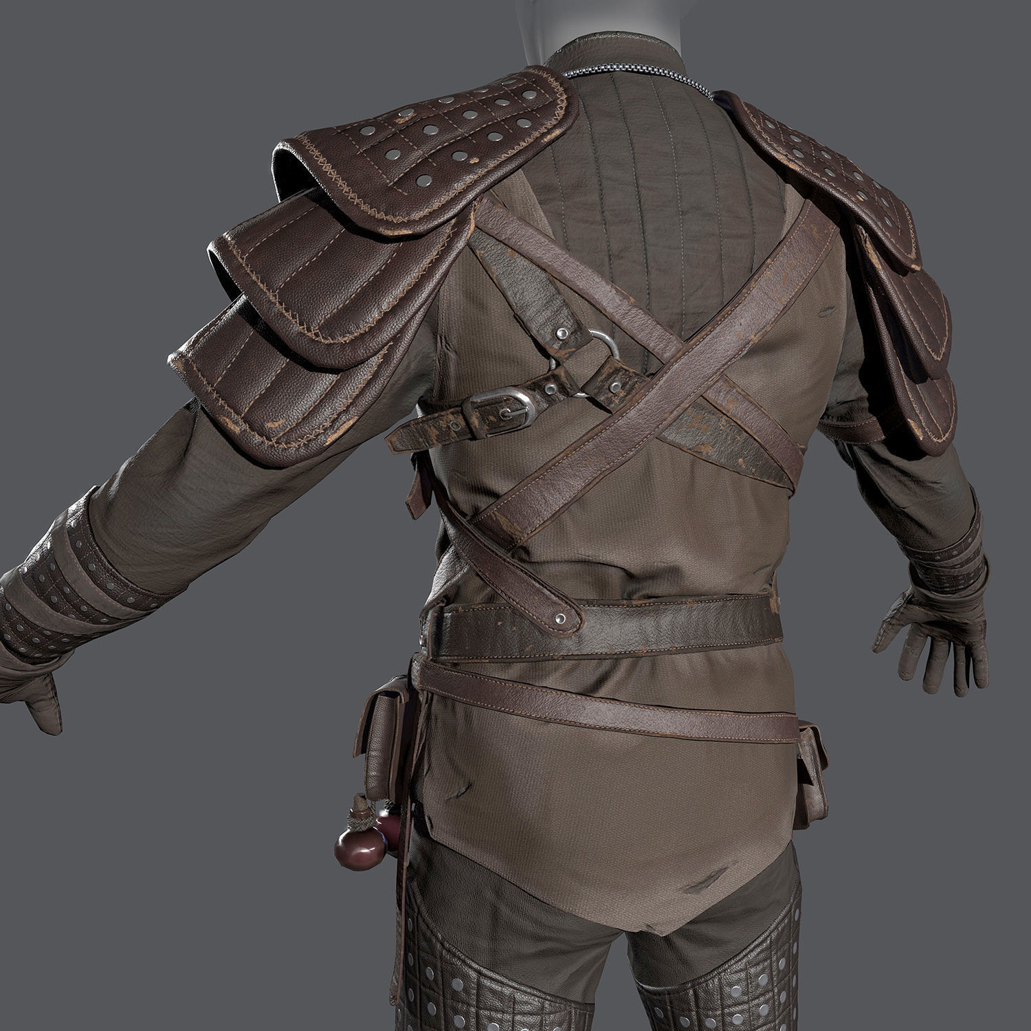 Male Warrior Suit  - Witcher suit  Low-poly 3D model_4