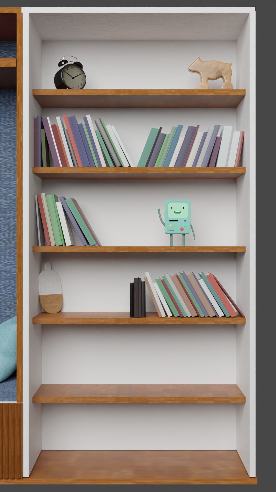 Bookshelf bookcase with seat 3D model_2