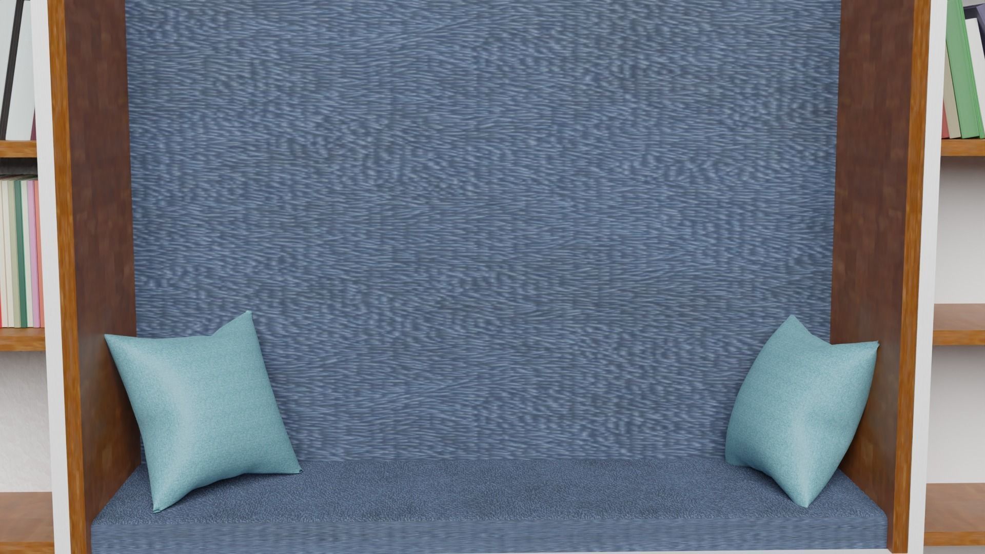 Bookshelf bookcase with seat 3D model_1