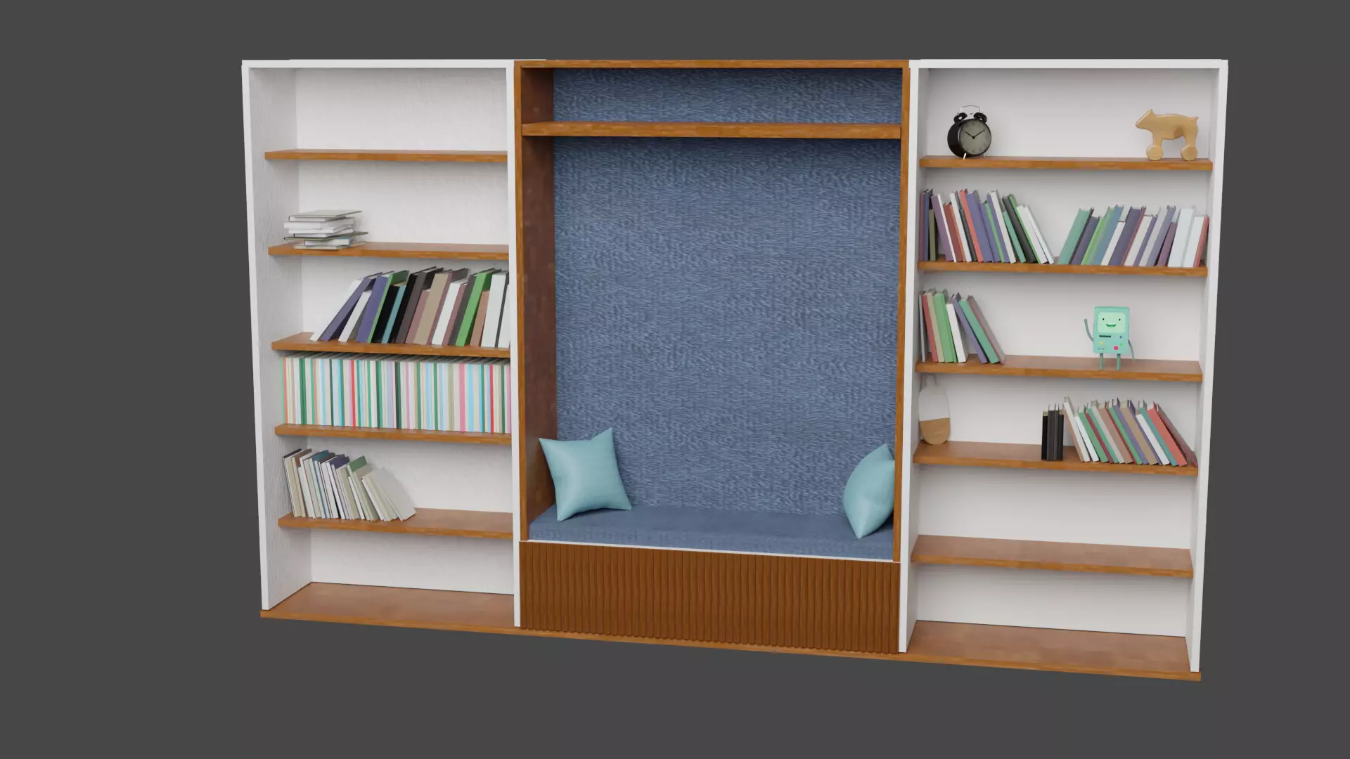 Bookshelf bookcase with seat 3D model_0