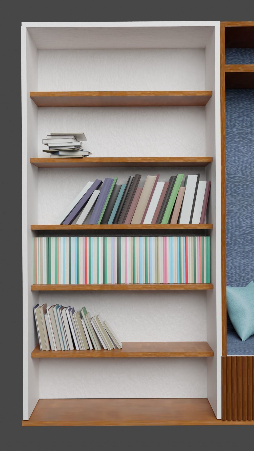 Bookshelf bookcase with seat 3D model_3