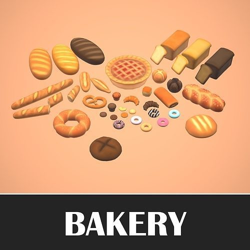 Bakery - Stylized Food Pack Low-poly 3D model