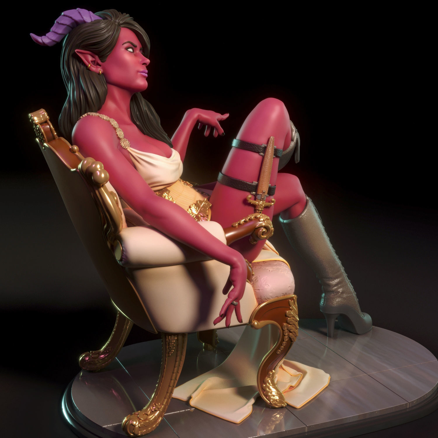 Orianna - Tiefling girl 3D print model_1