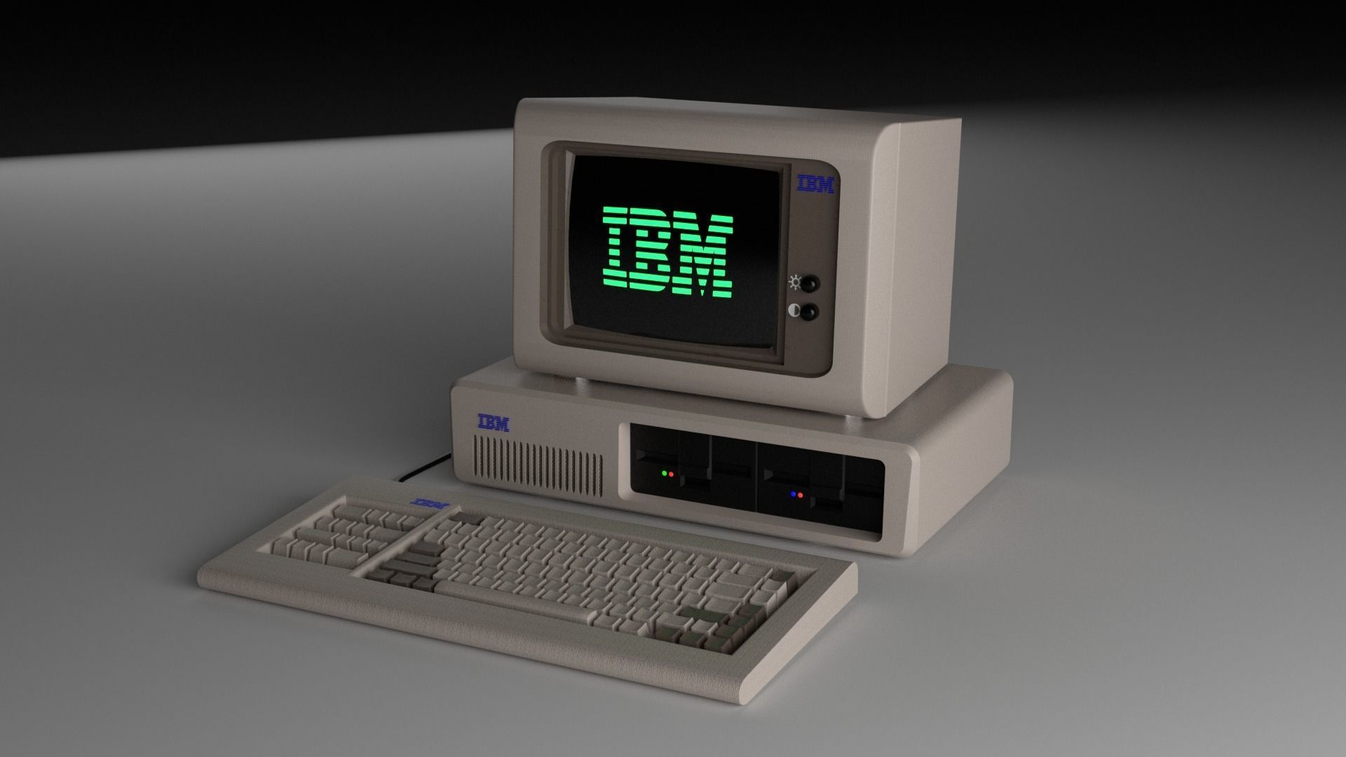 Old Computer Low-poly 3D model_1