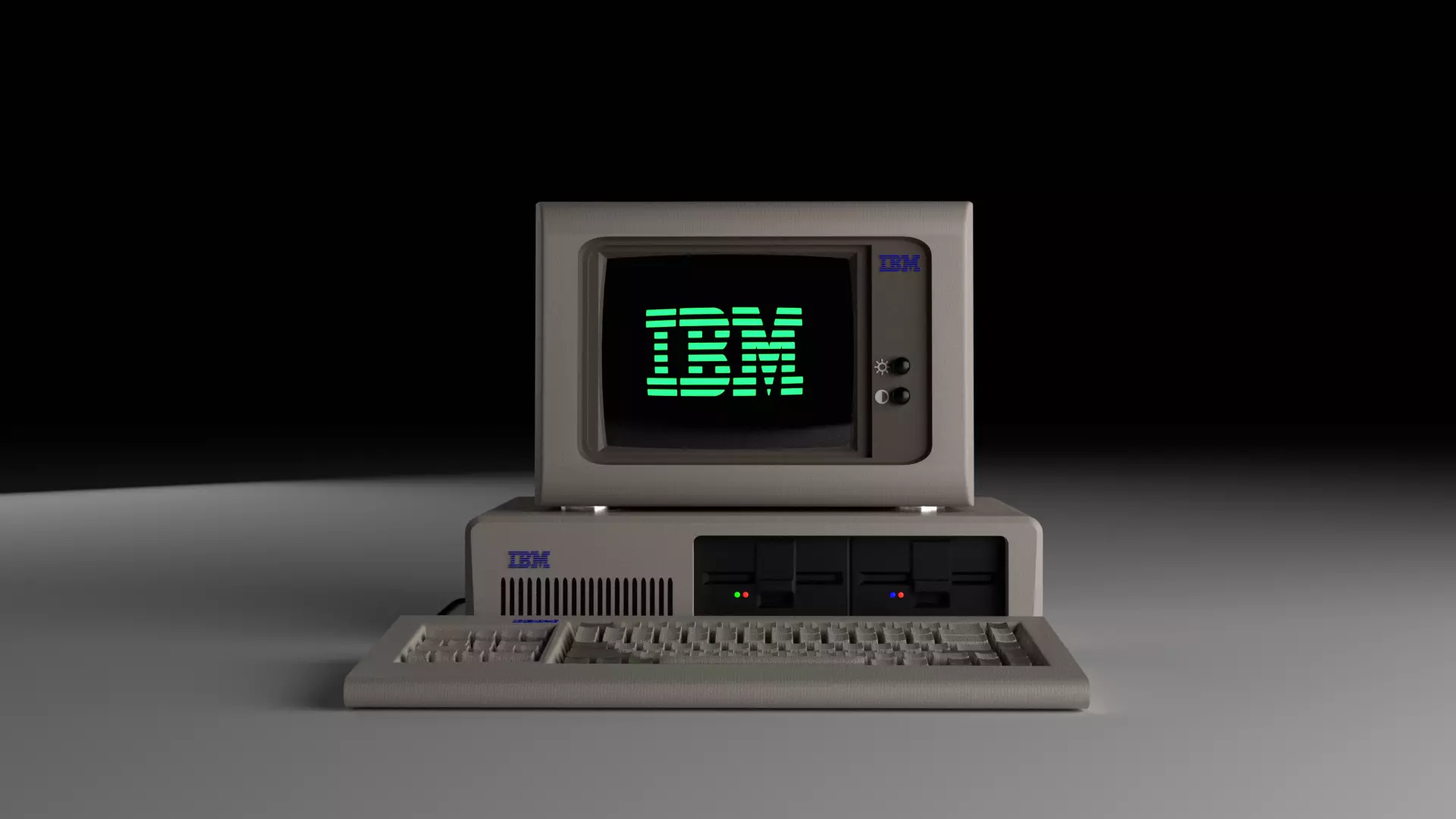 Old Computer Low-poly 3D model_0