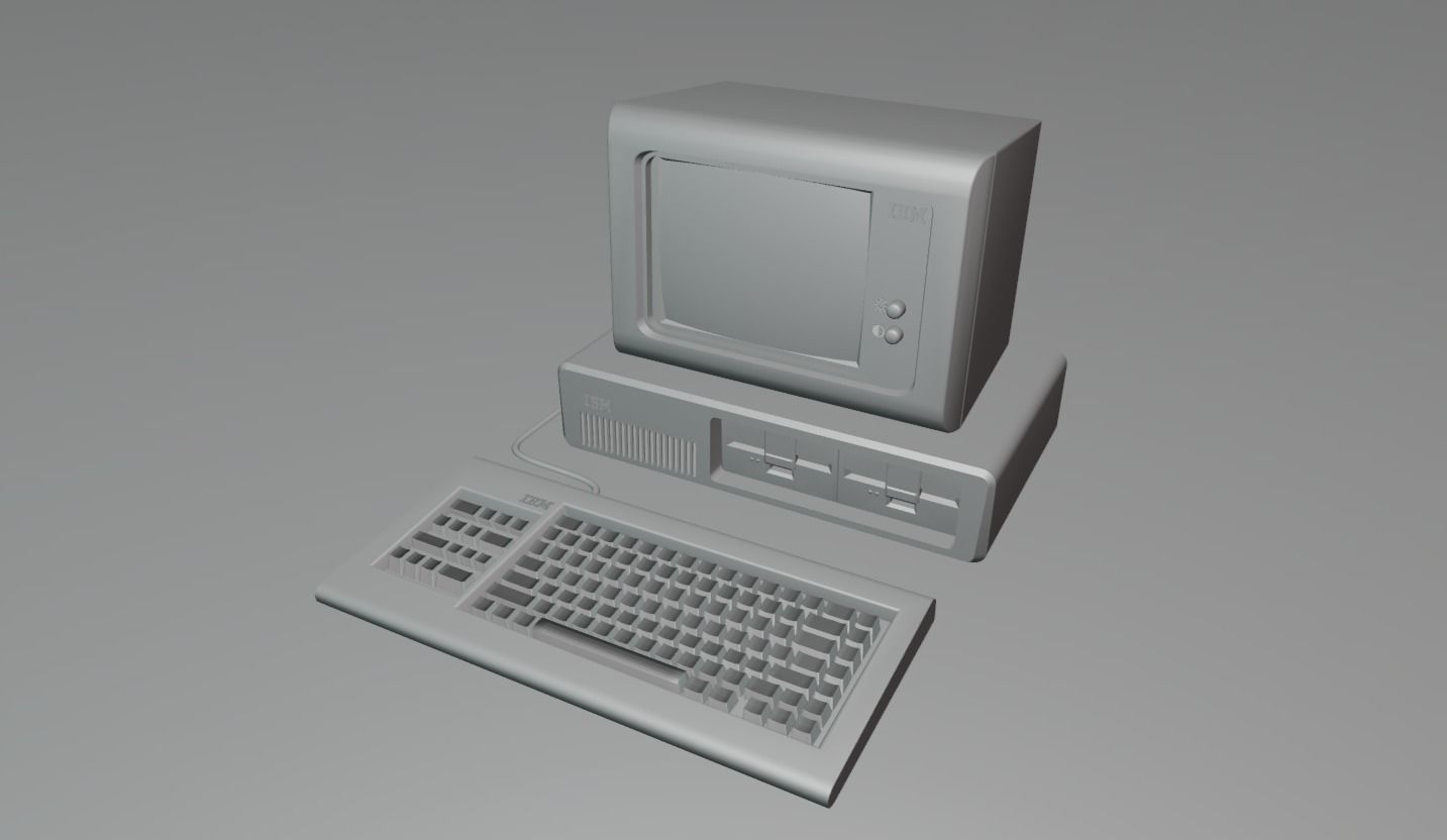 Old Computer Low-poly 3D model_3