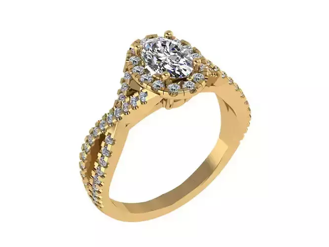 Ring103 oval diamond halo engagement ring gold