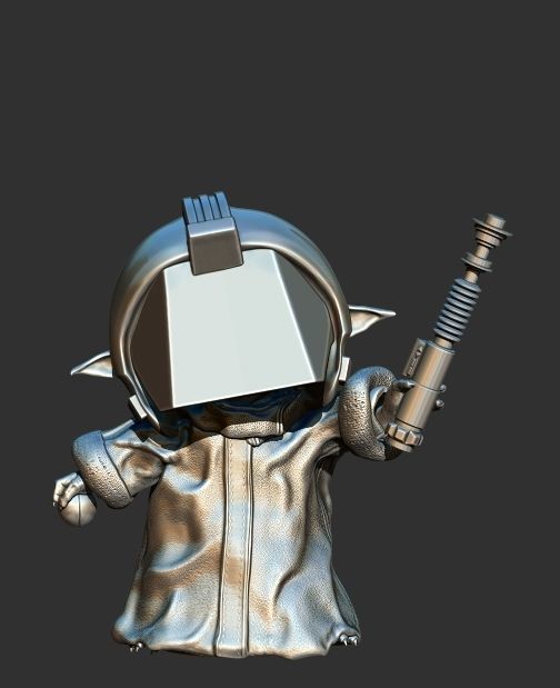 Grogu with Training Helmet 3D print model_1