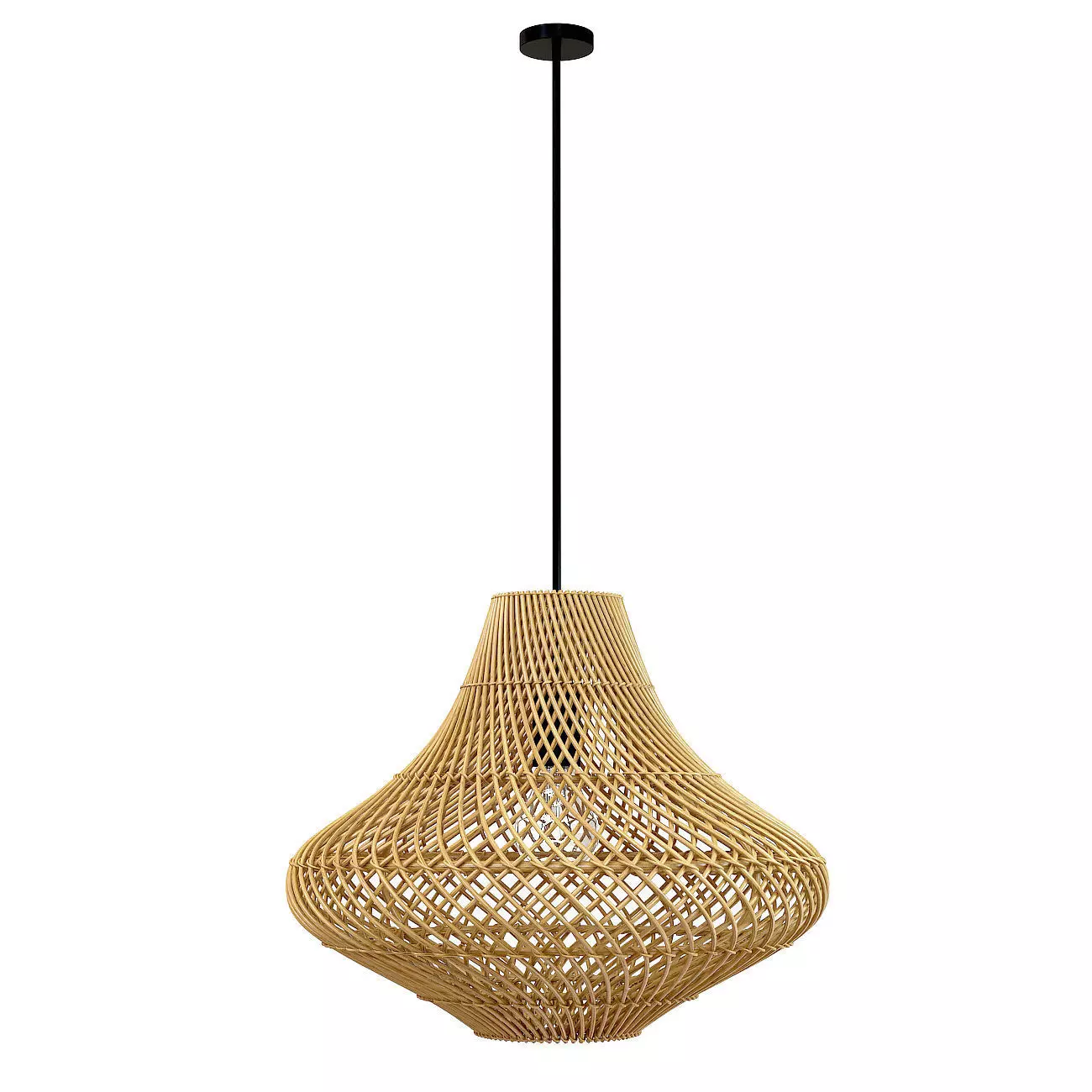 Pasadena rattan ceiling tulip skirt lamp 3D model_0