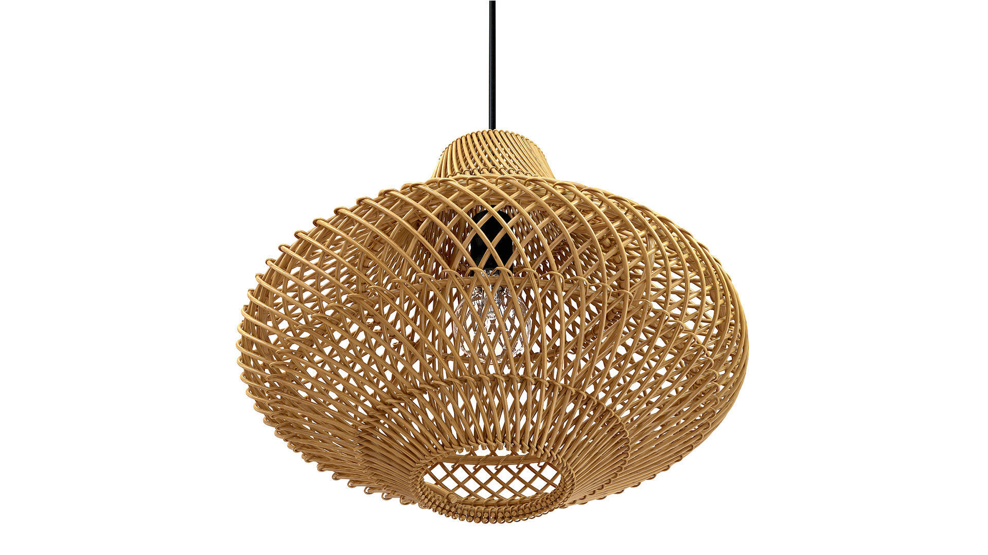 Pasadena rattan ceiling tulip skirt lamp 3D model_4