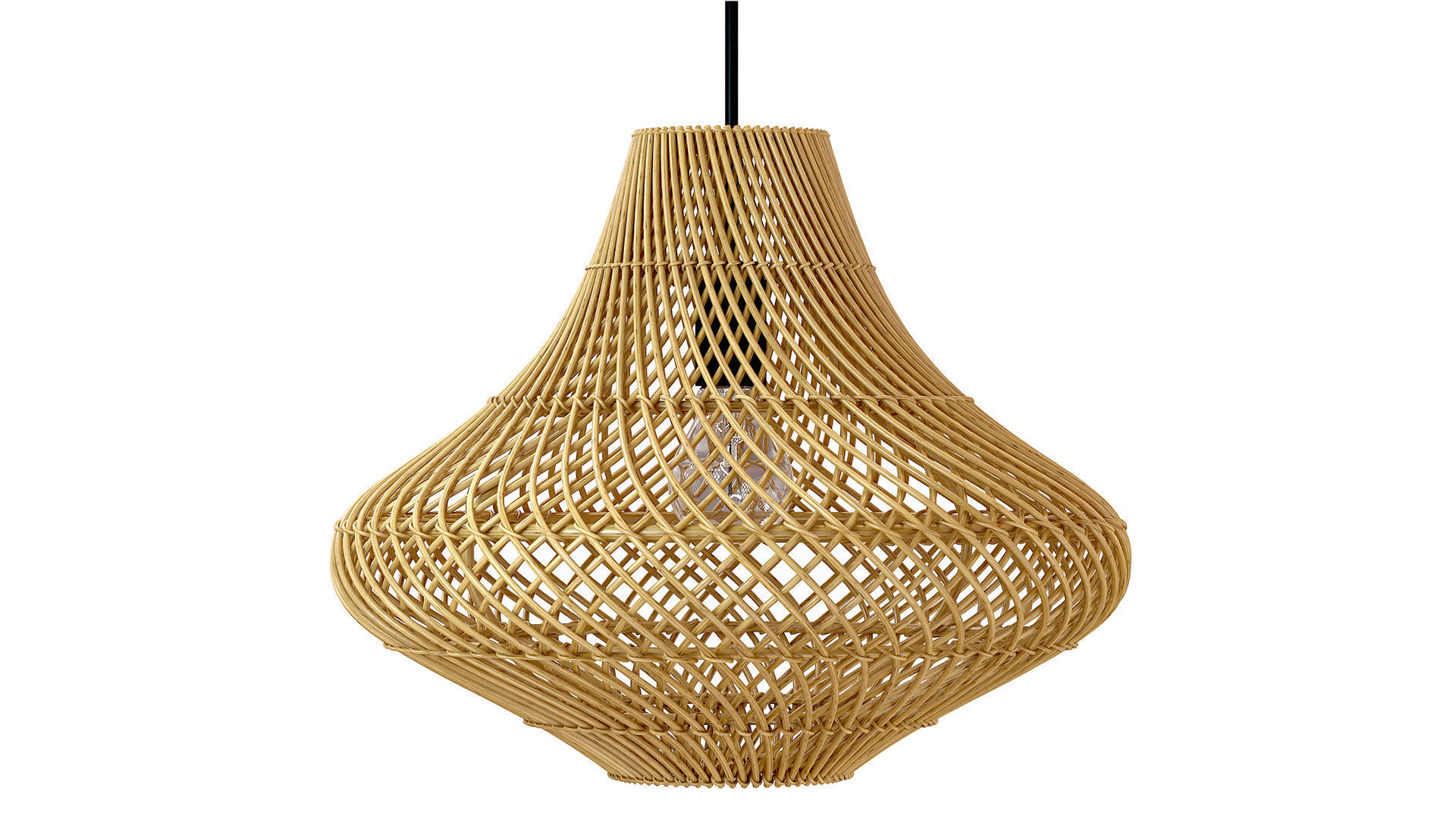 Pasadena rattan ceiling tulip skirt lamp 3D model_3