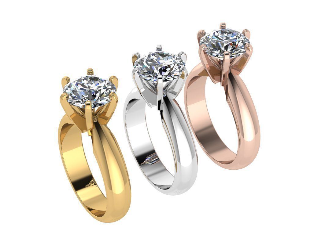 Ring105 solitaire diamond engagement ring gold 3D print model_4