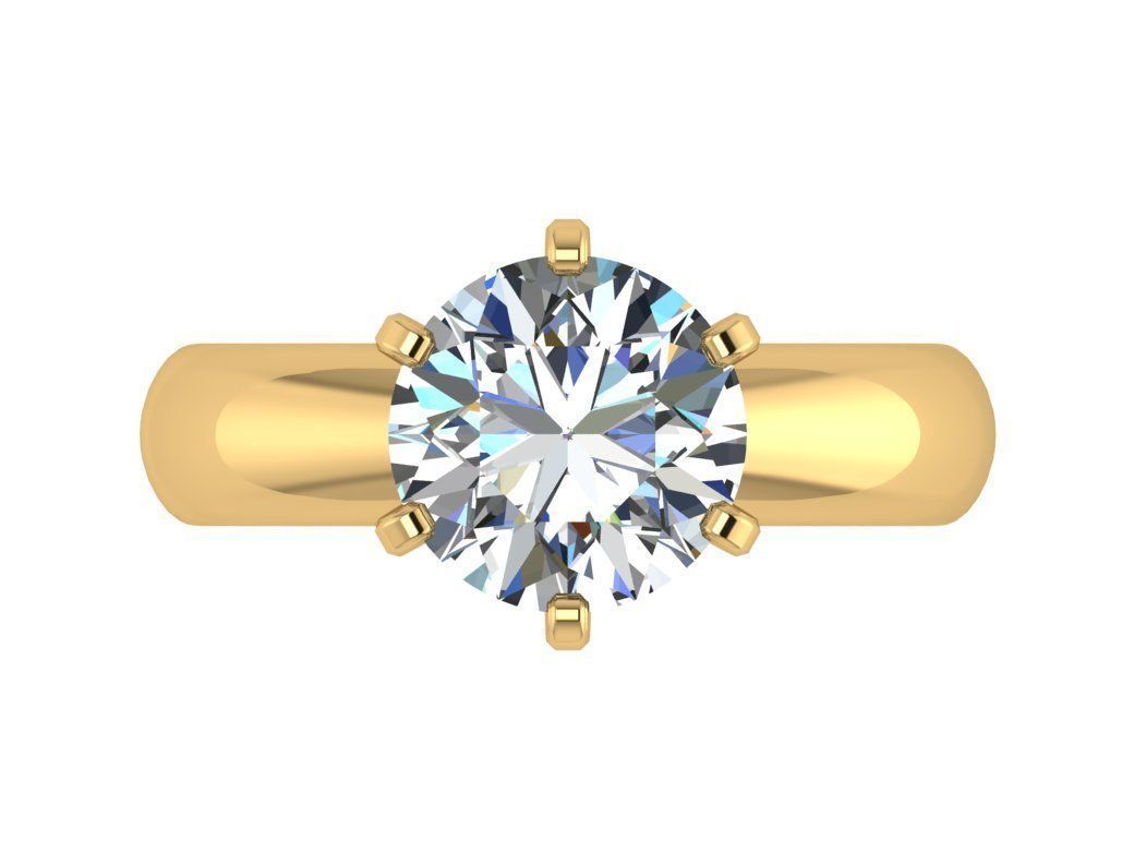 Ring105 solitaire diamond engagement ring gold 3D print model_1