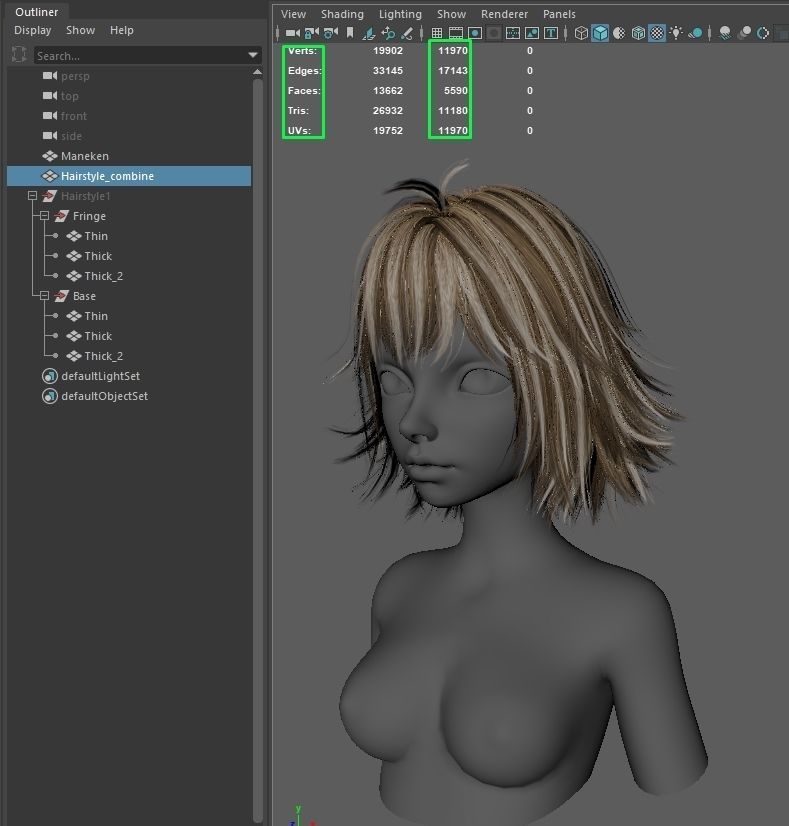Low poly cards Game-ready disheveled hairstyle Low-poly 3D model_10