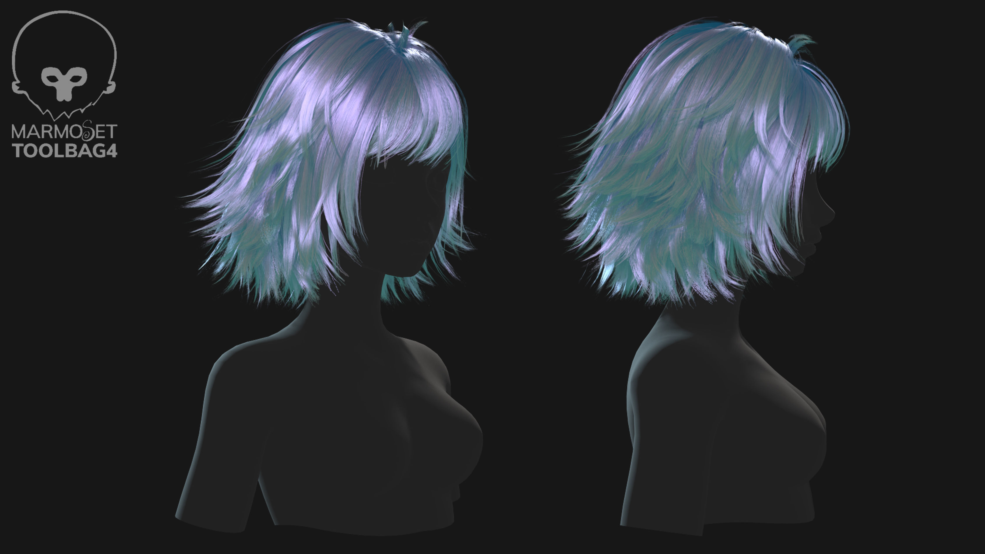 Low poly cards Game-ready disheveled hairstyle Low-poly 3D model_3