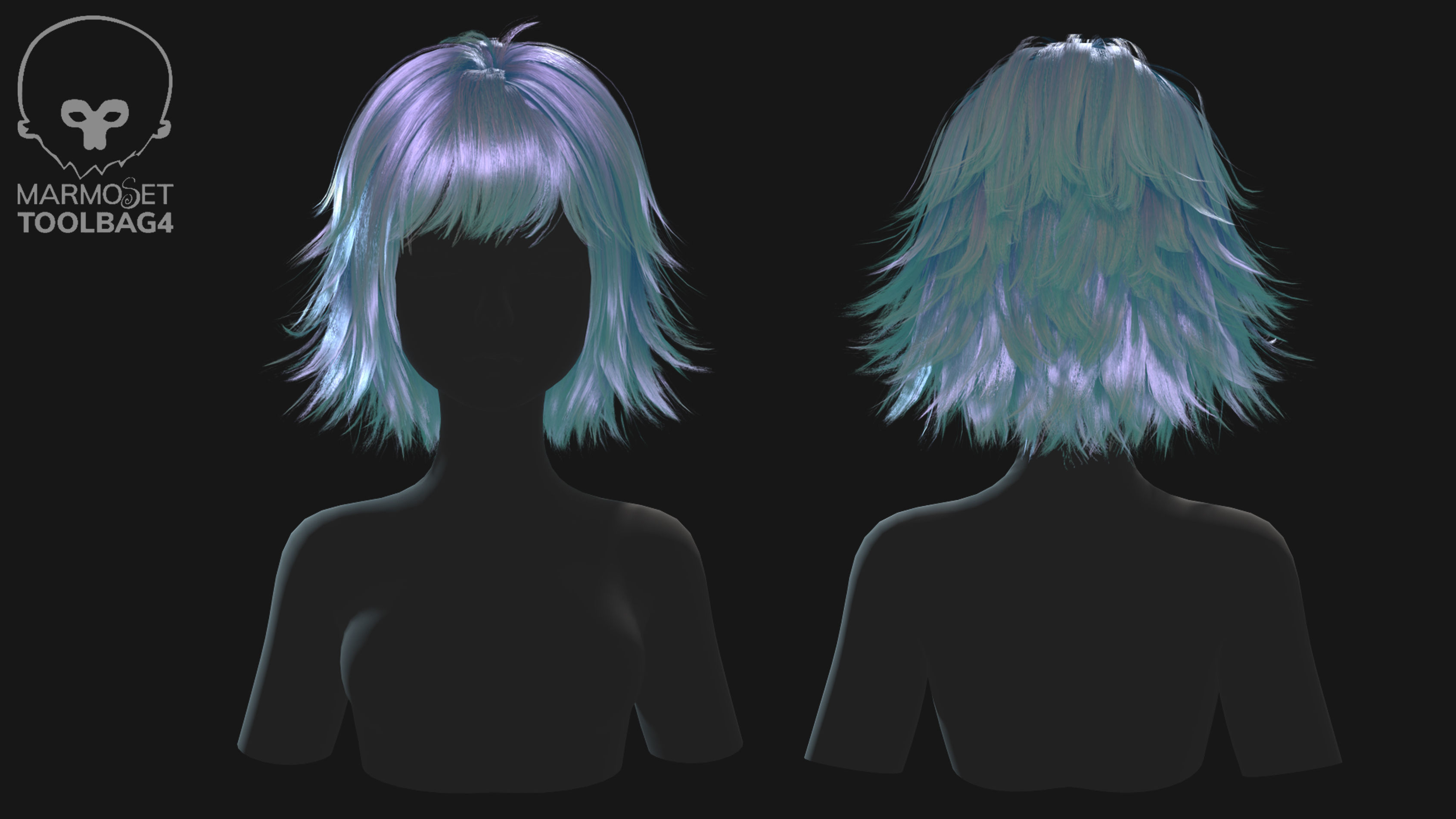 Low poly cards Game-ready disheveled hairstyle Low-poly 3D model_2