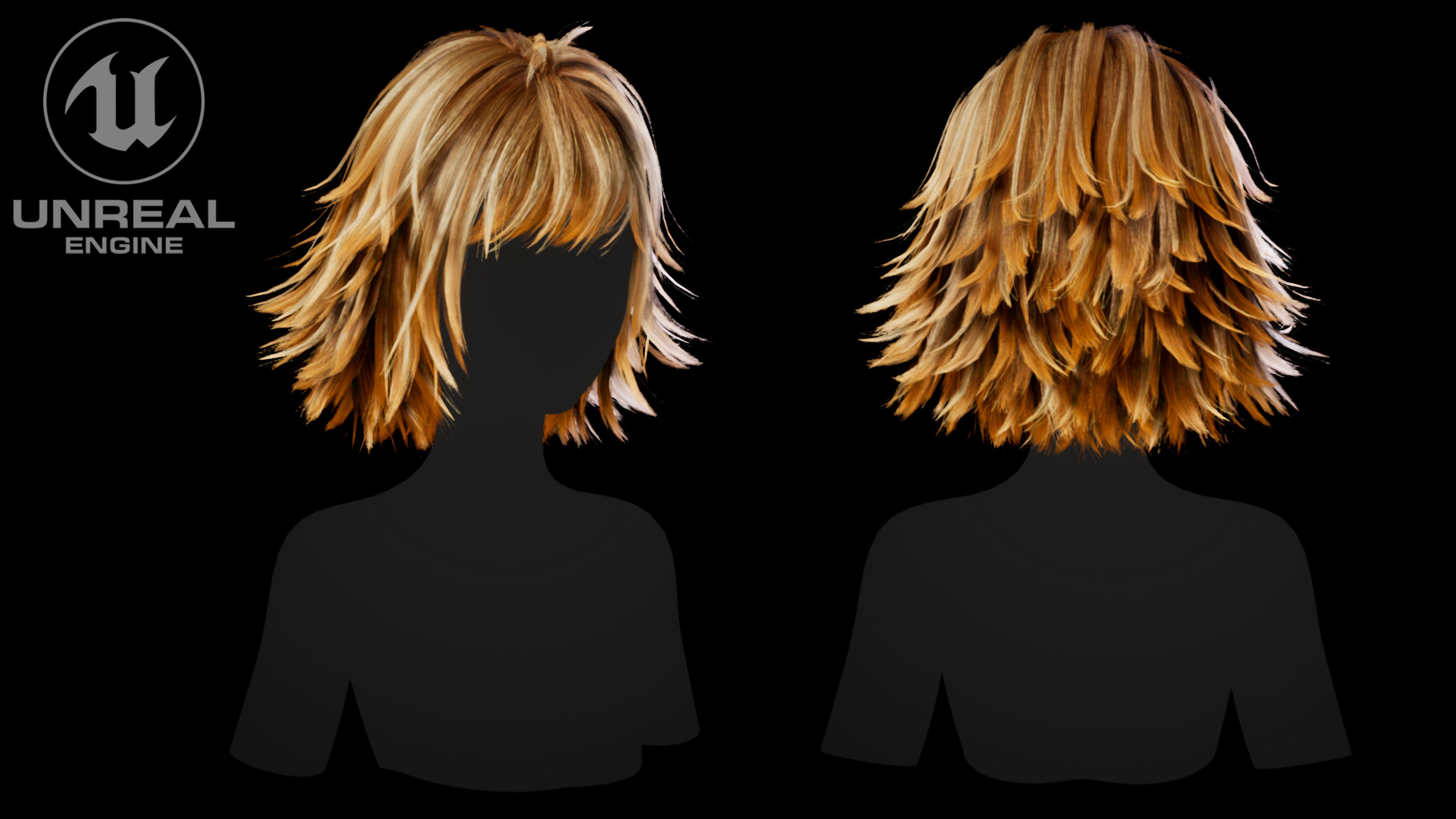 Low poly cards Game-ready disheveled hairstyle Low-poly 3D model_6