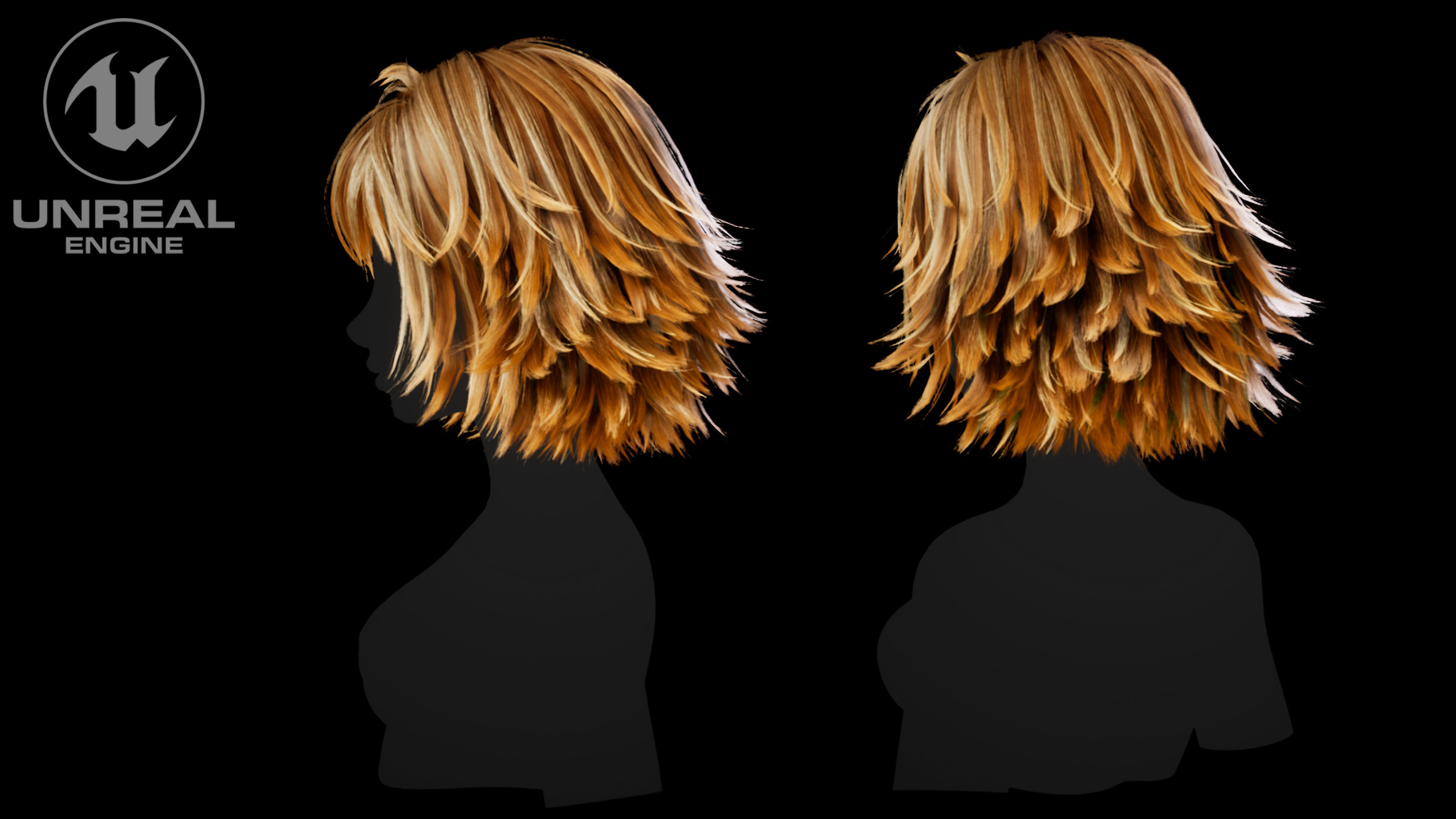 Low poly cards Game-ready disheveled hairstyle Low-poly 3D model_7