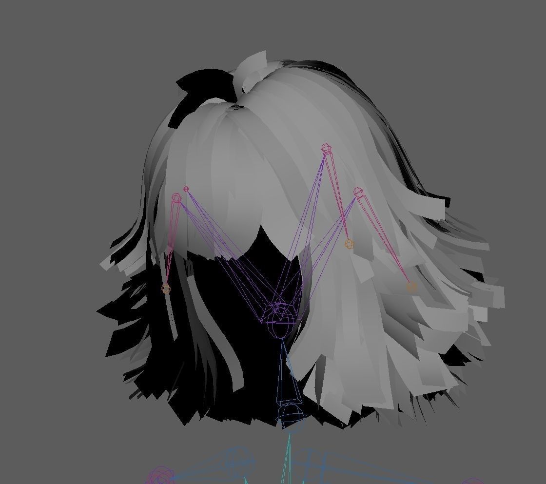 Low poly cards Game-ready disheveled hairstyle Low-poly 3D model_12