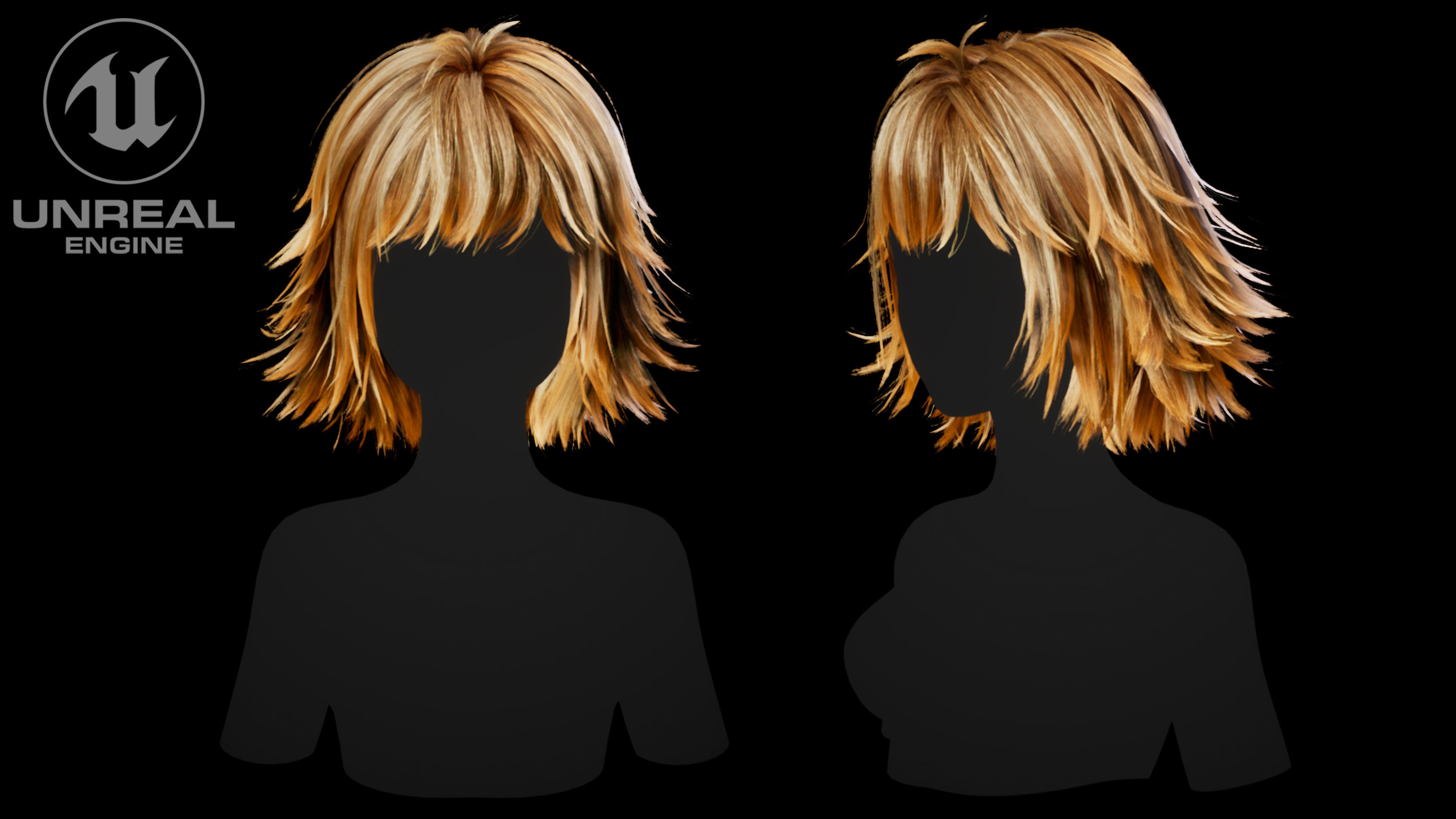 Low poly cards Game-ready disheveled hairstyle Low-poly 3D model_5