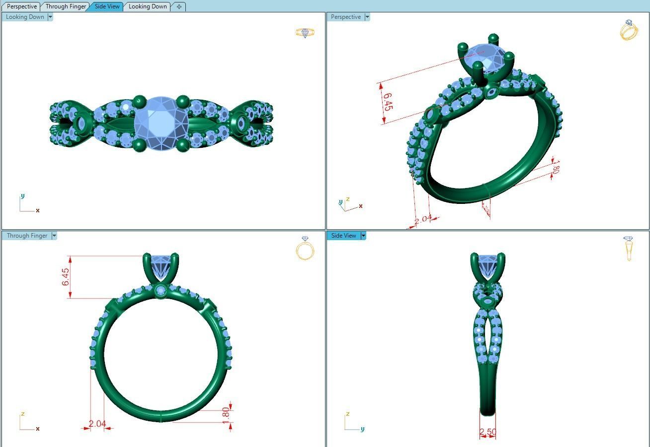 Ring106 gold engagement ring with diamonds 3D print model_5