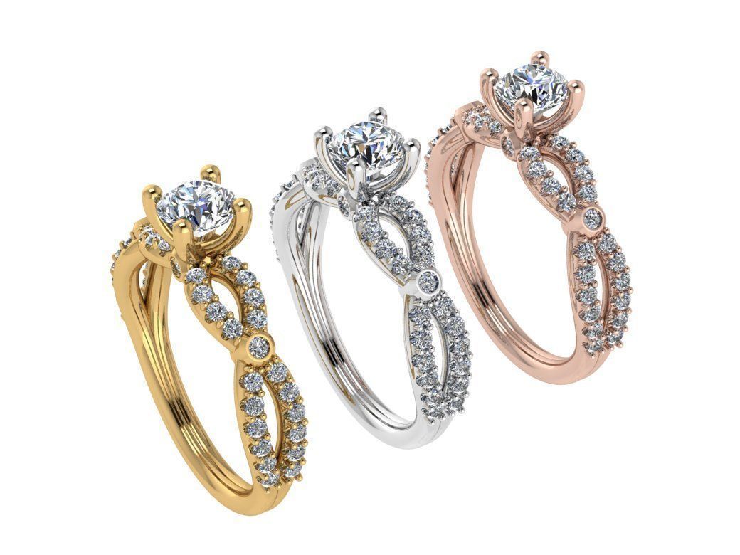 Ring106 gold engagement ring with diamonds 3D print model_4