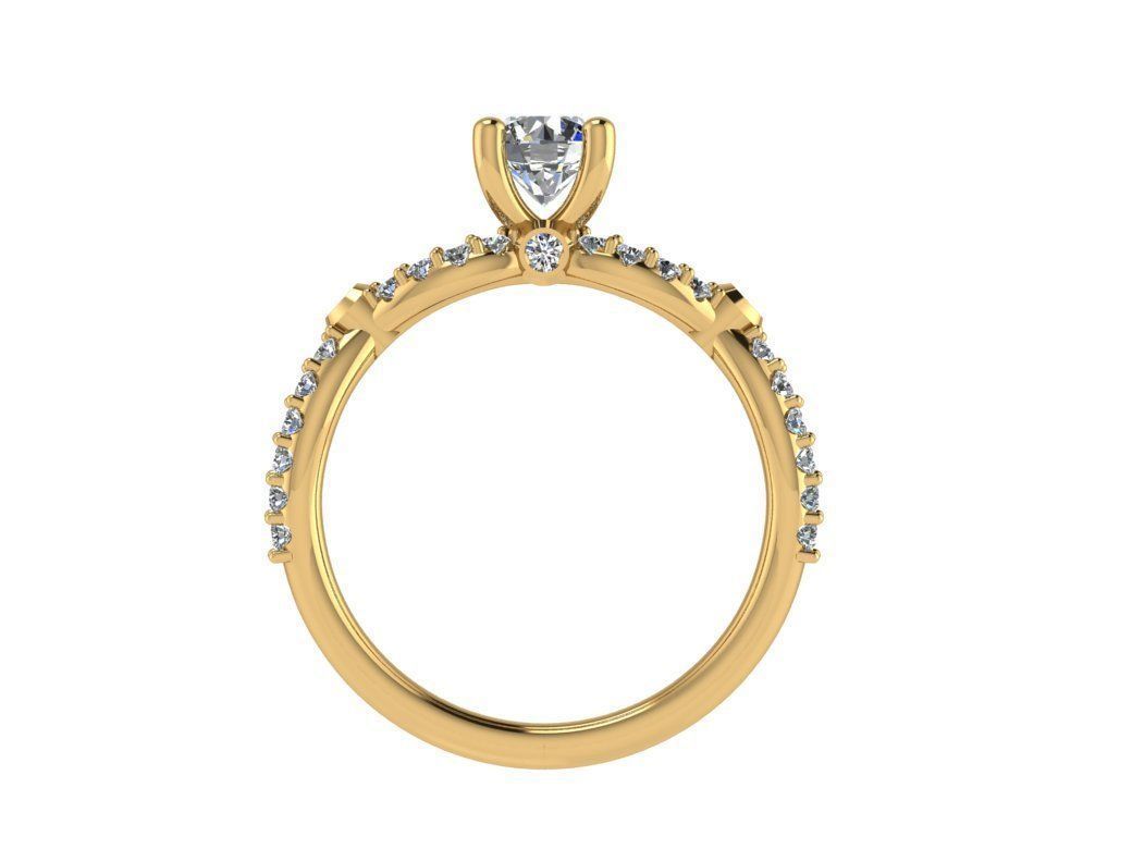Ring106 gold engagement ring with diamonds 3D print model_2