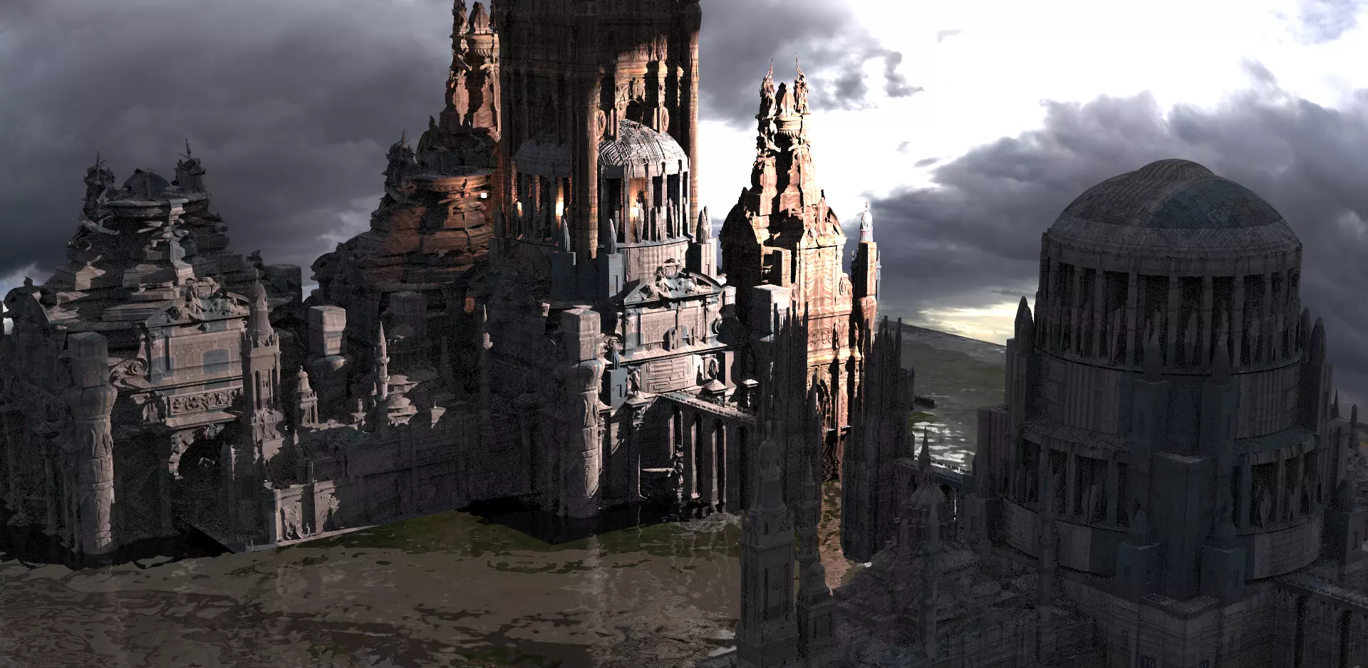 Fantasy Ornate Art Deco Cityscape Kit bash 1 3D model_0