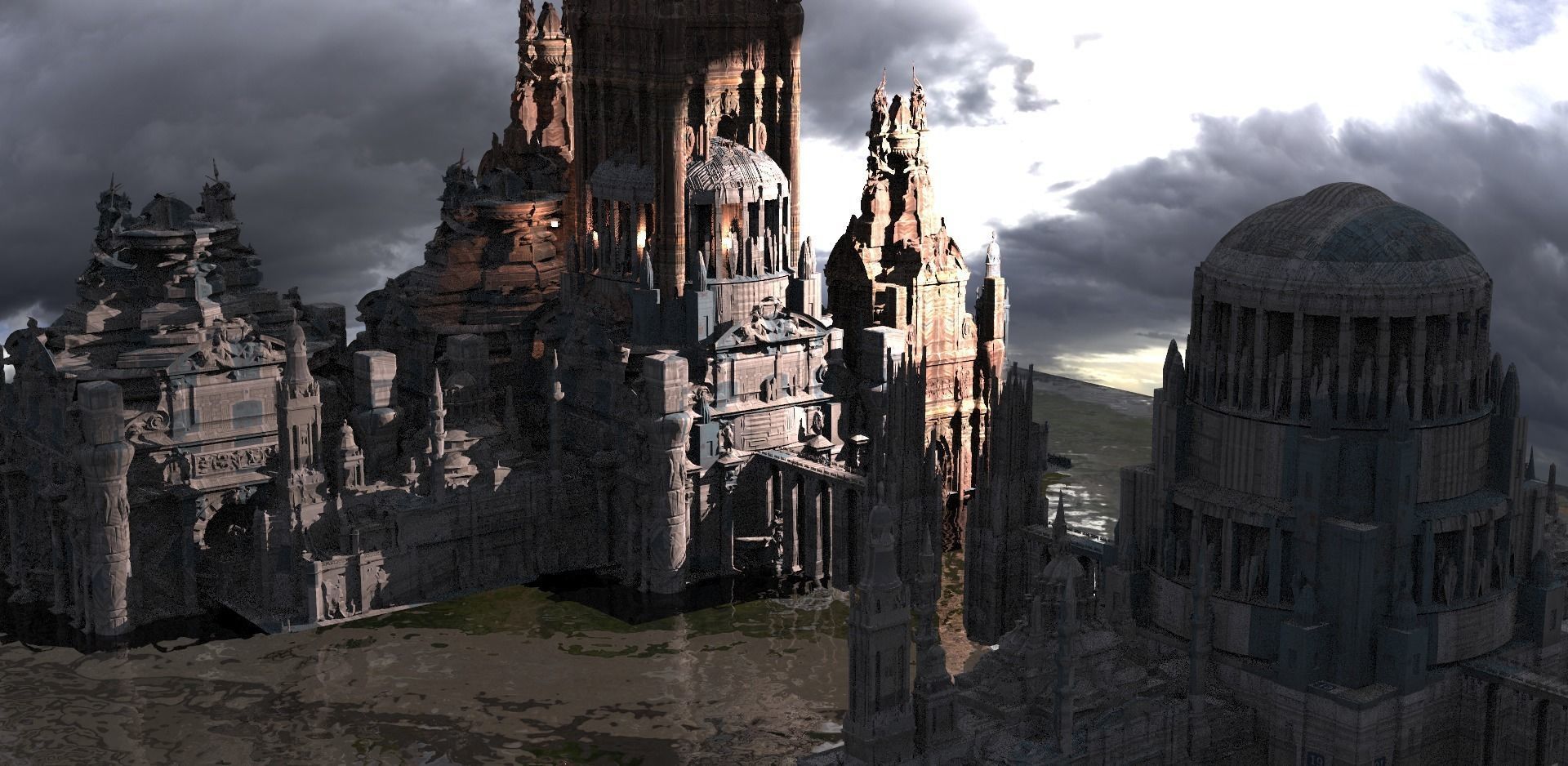 Fantasy Ornate Art Deco Cityscape Kit bash 1 3D model_1