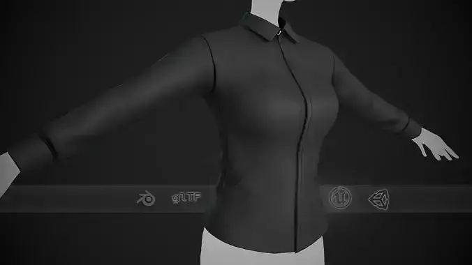 Female Black Shirt Style 1  Low-poly 3D model