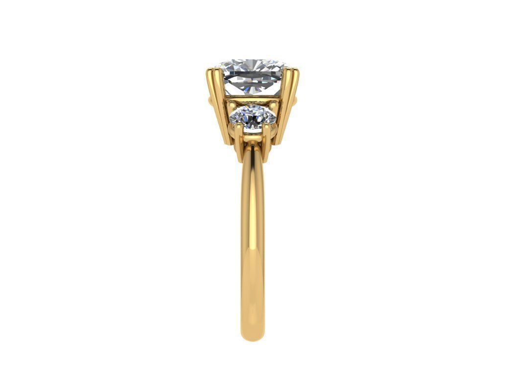 Ring100 three stone engagement ring gold 3D print model_3