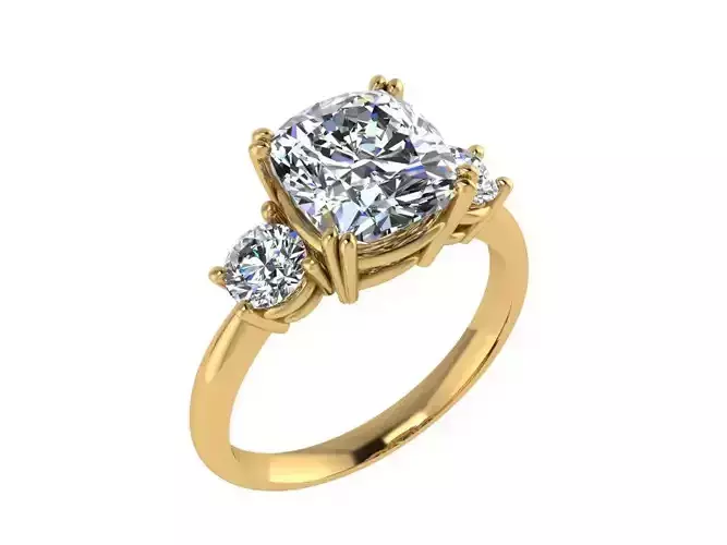 Ring100 three stone engagement ring gold