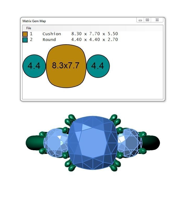 Ring100 three stone engagement ring gold 3D print model_6