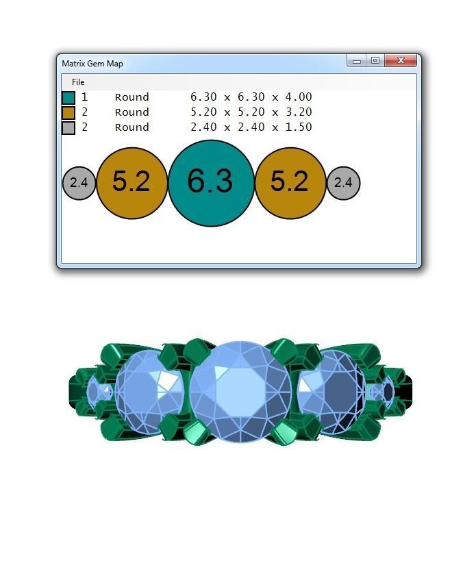 Ring108 three stone diamond engagement ring gold 3D print model_6