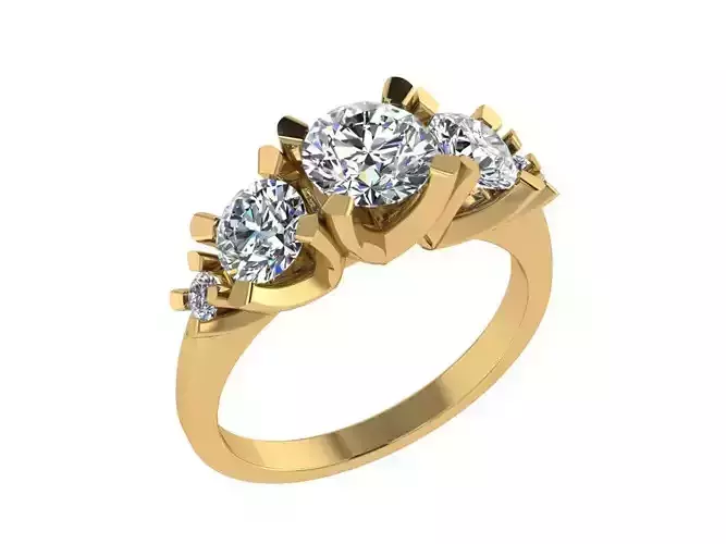 Ring108 three stone diamond engagement ring gold