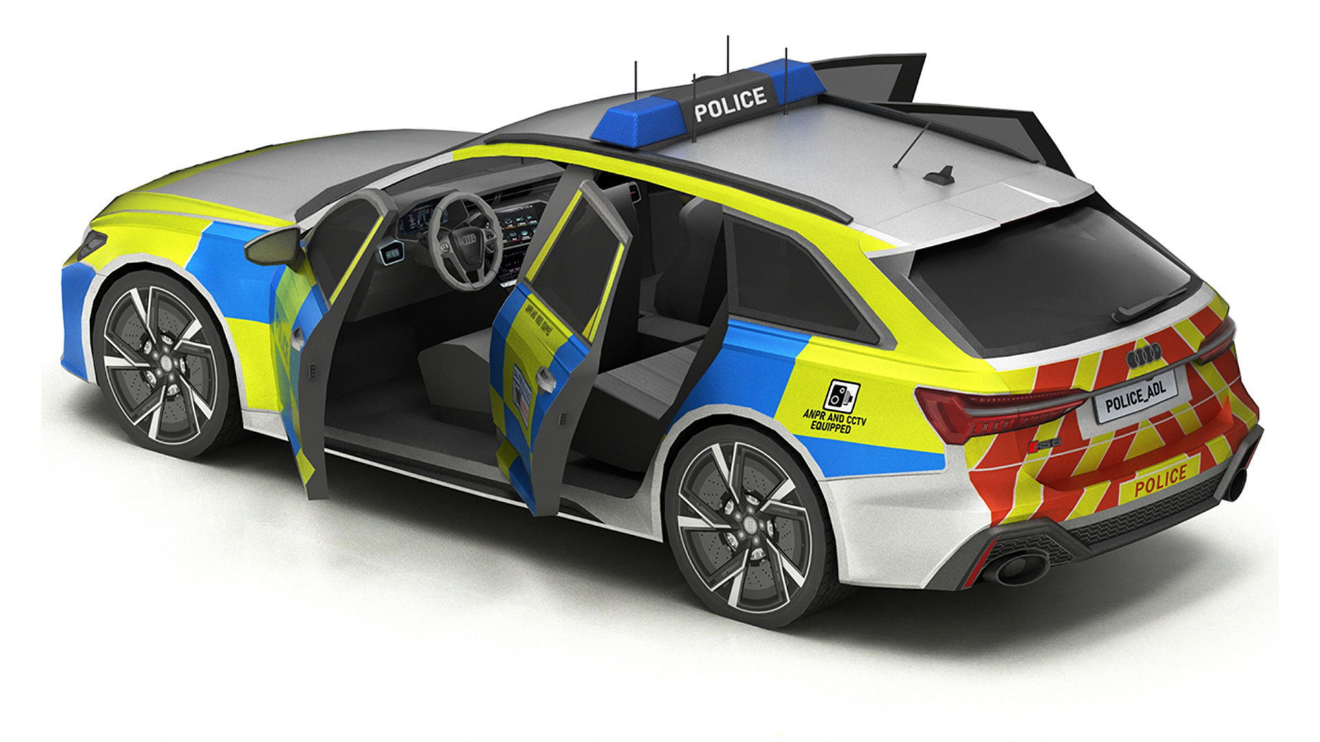 Car Police 6 Low-poly 3D model_3
