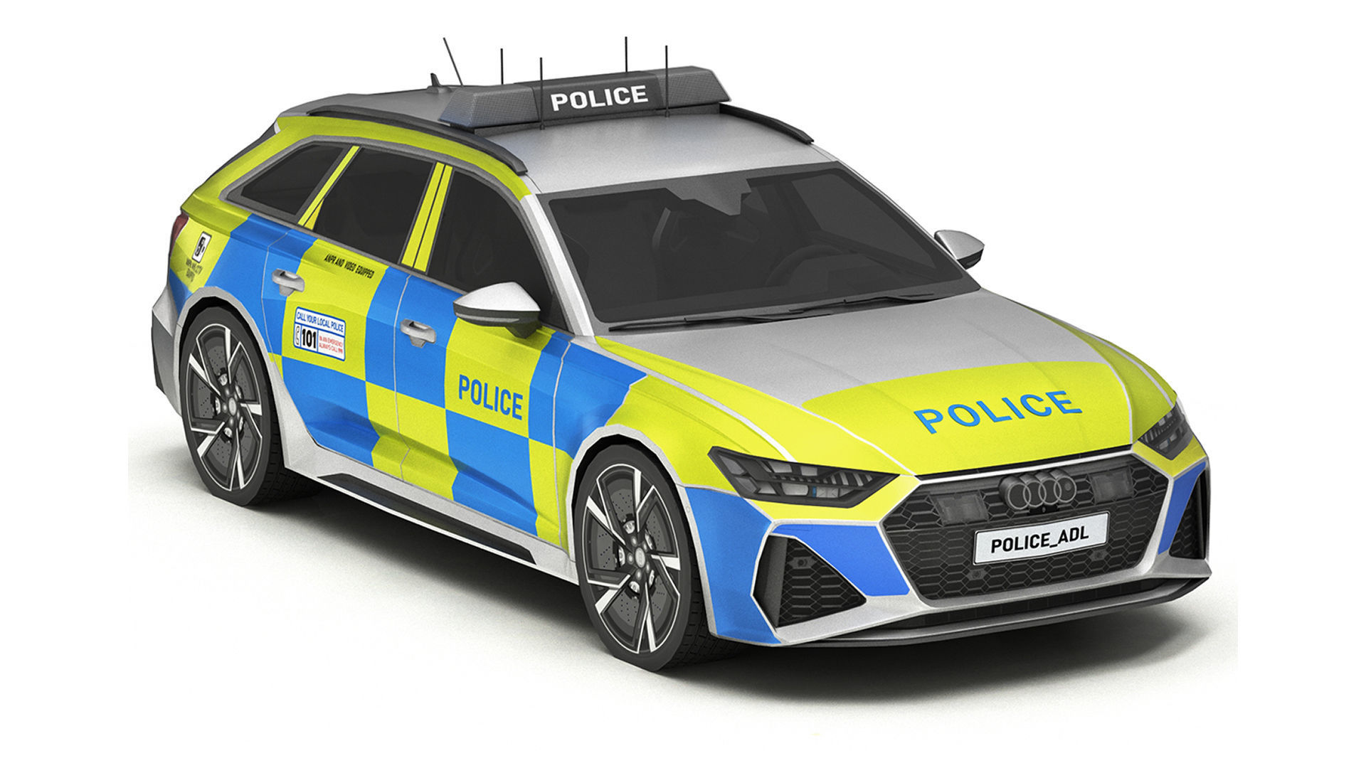 Car Police 6 Low-poly 3D model_1