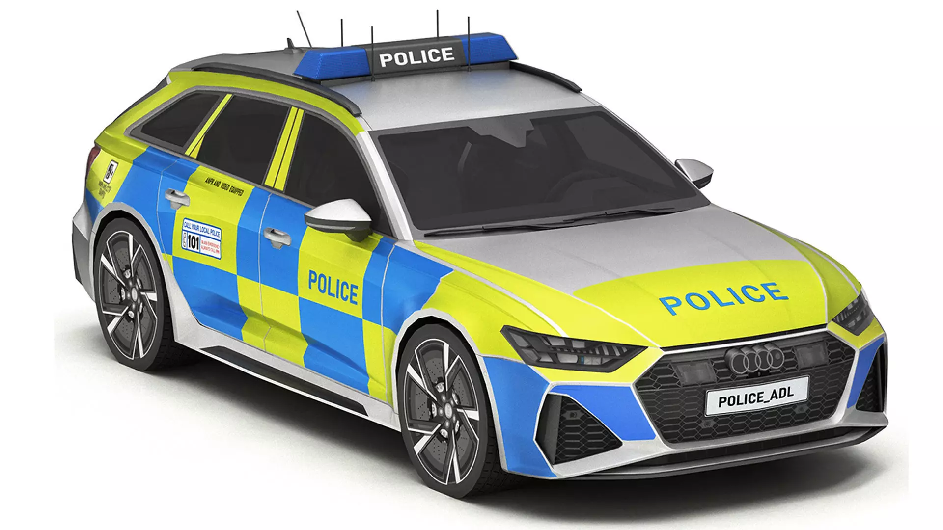 Car Police 6 Low-poly 3D model_0