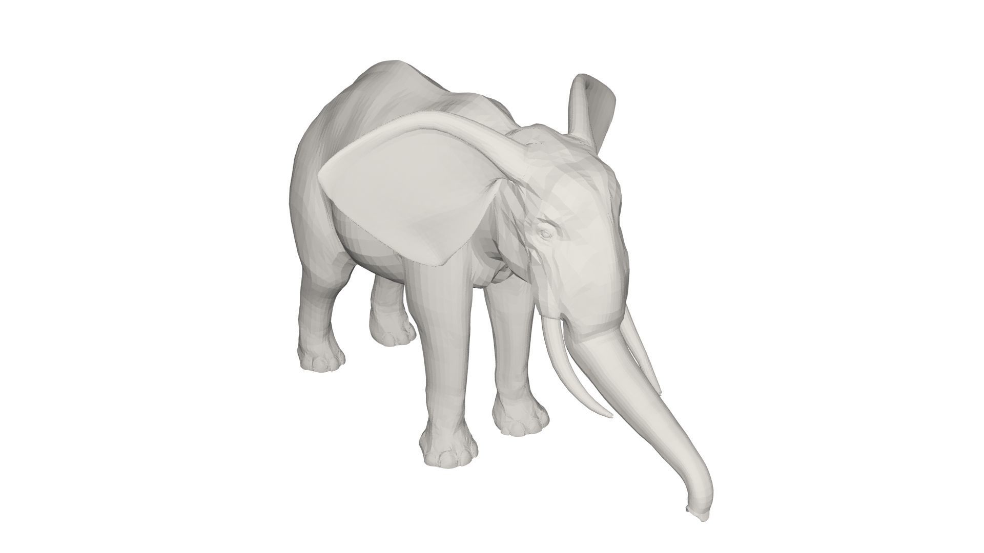 Elephant with long tusks 3D model_2