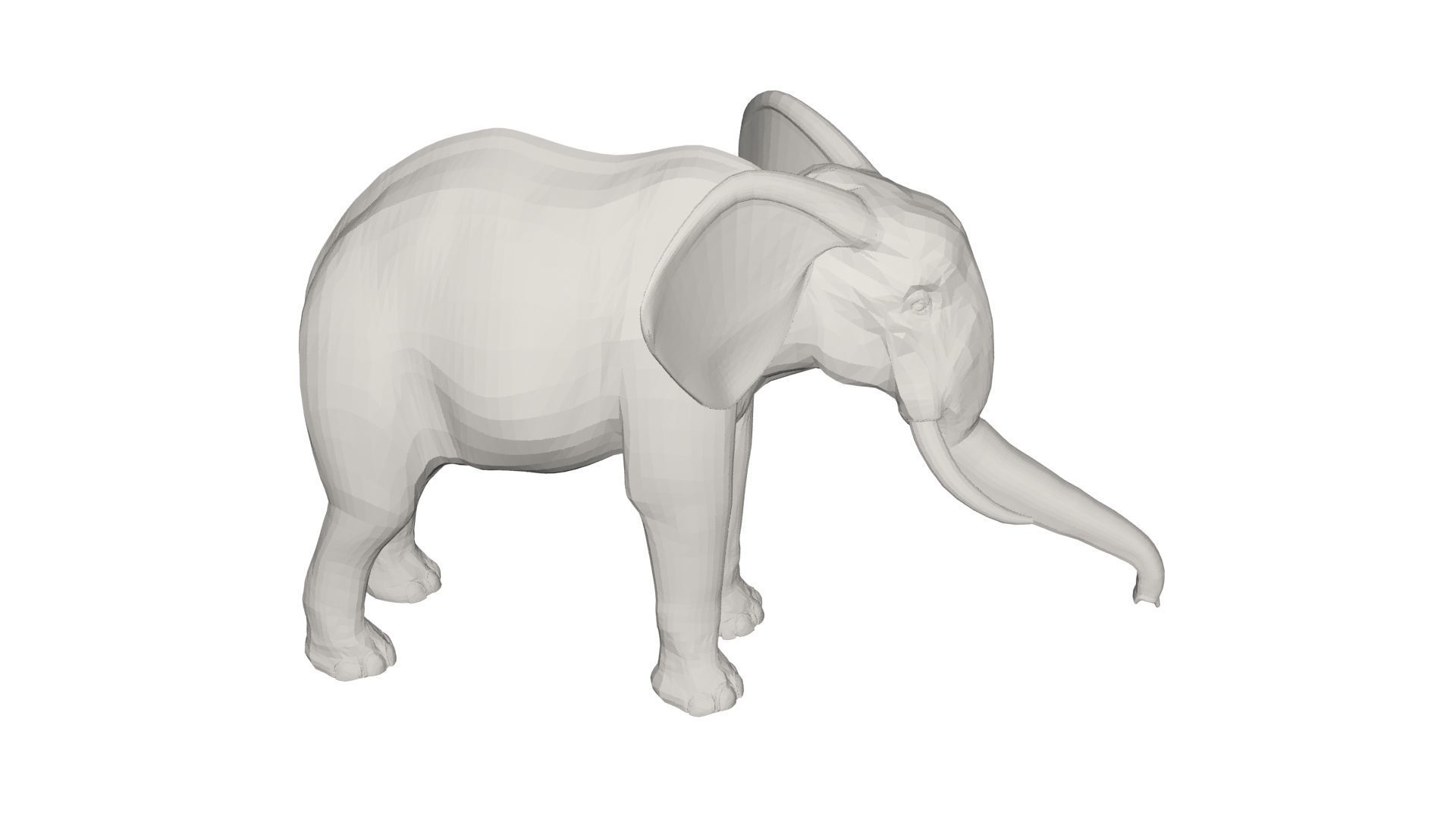 Elephant with long tusks 3D model_3