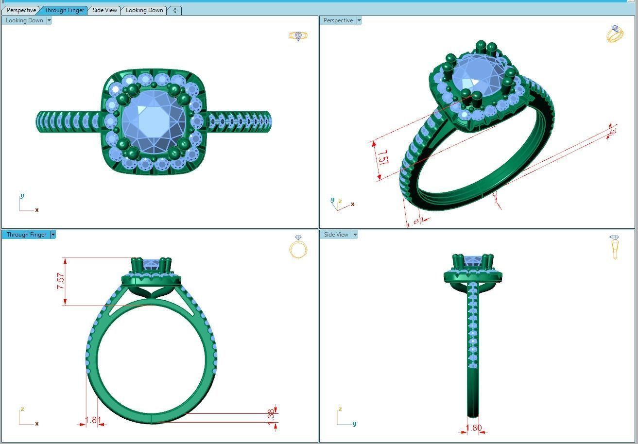 Ring109 halo diamond engagement ring gold 3D print model_5