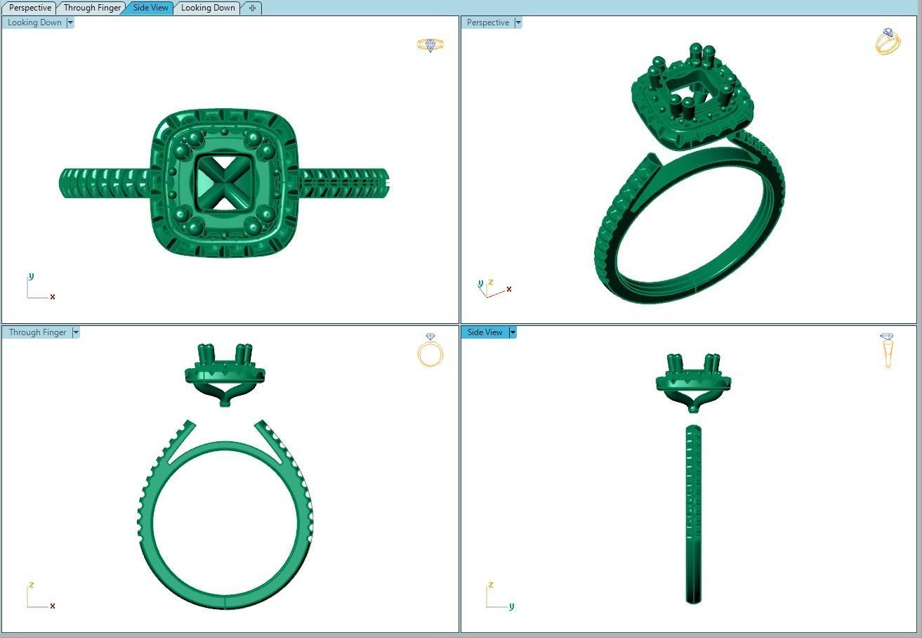 Ring109 halo diamond engagement ring gold 3D print model_8