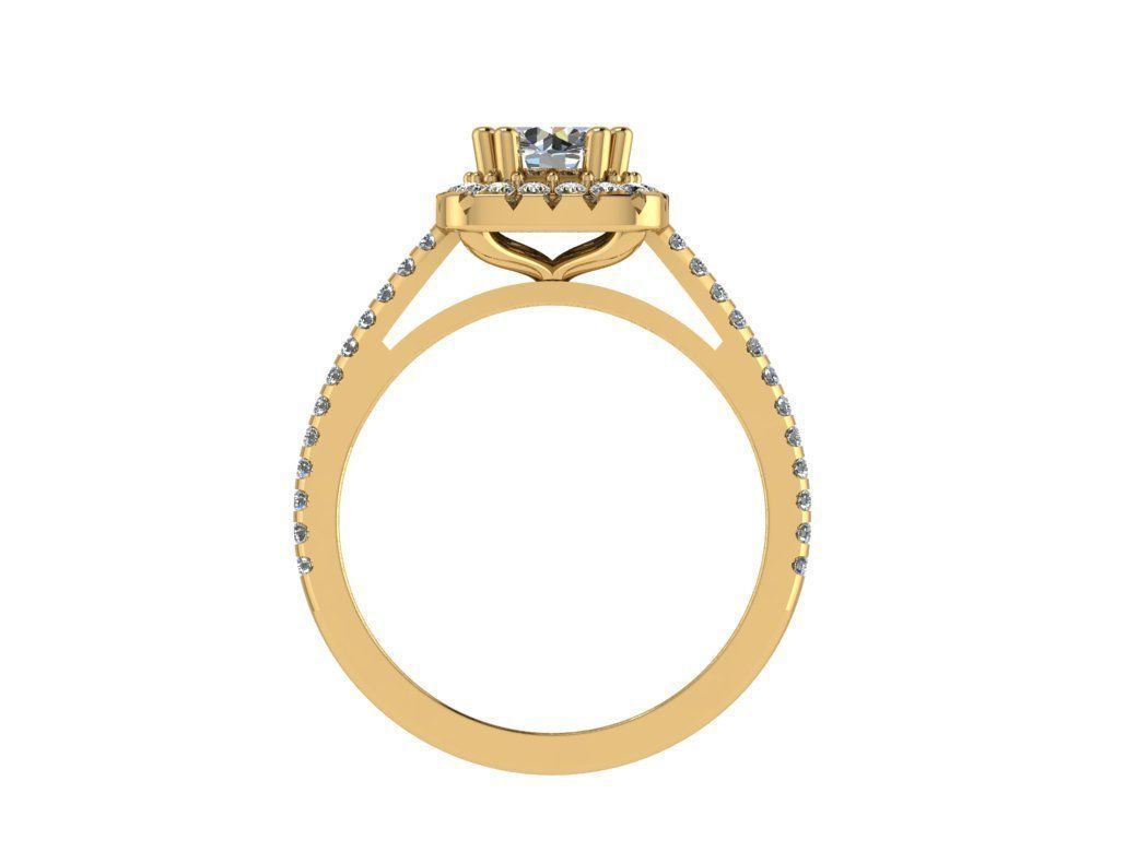 Ring109 halo diamond engagement ring gold 3D print model_2