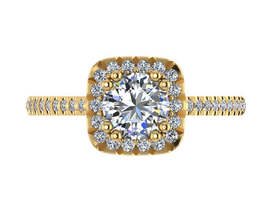 Ring109 halo diamond engagement ring gold 3D print model_1