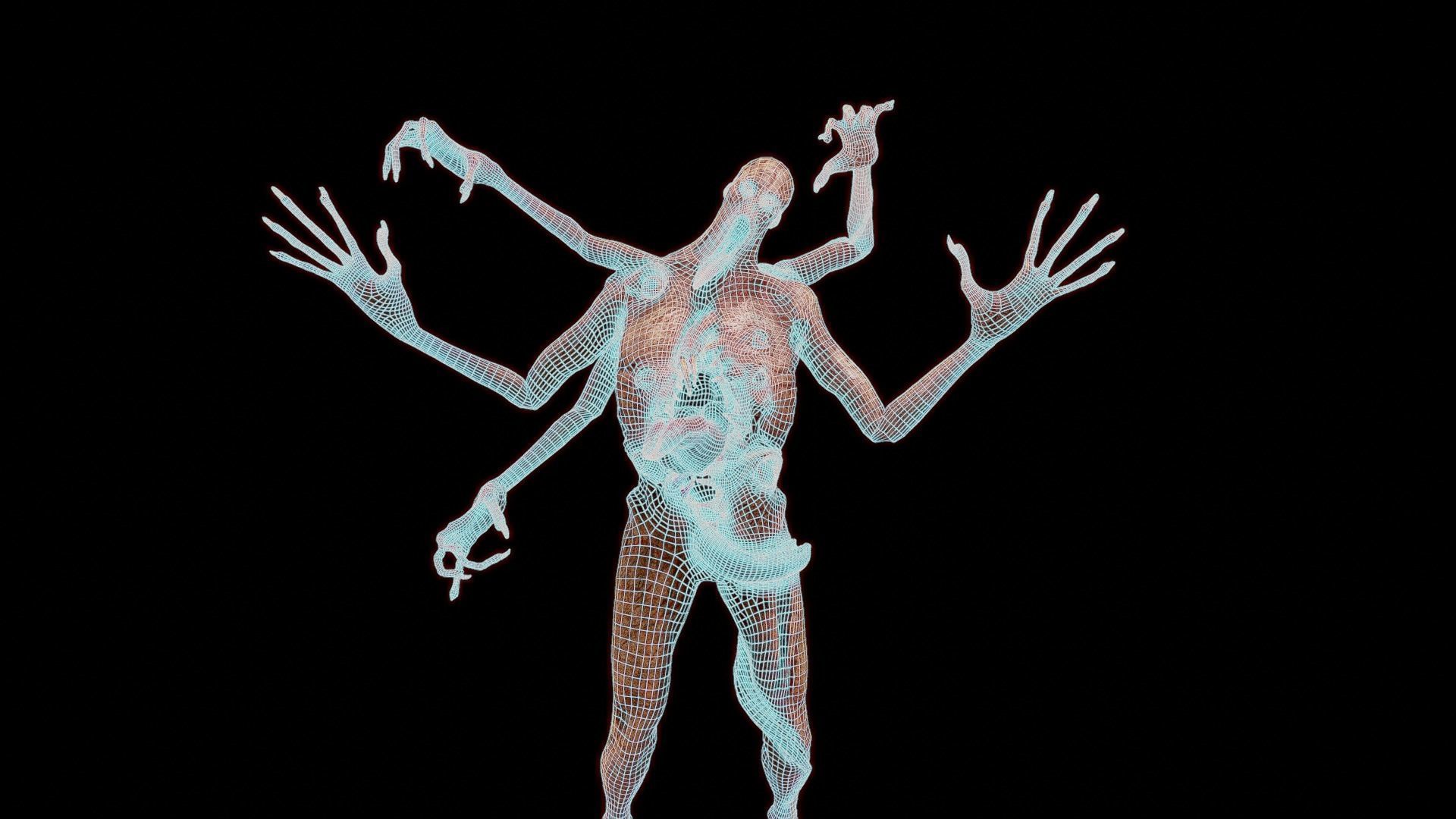 Super Creepy Huge Monster Low-poly 3D model_9