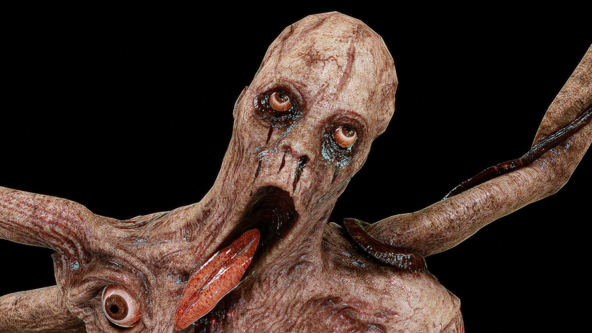 Super Creepy Huge Monster Low-poly 3D model_7